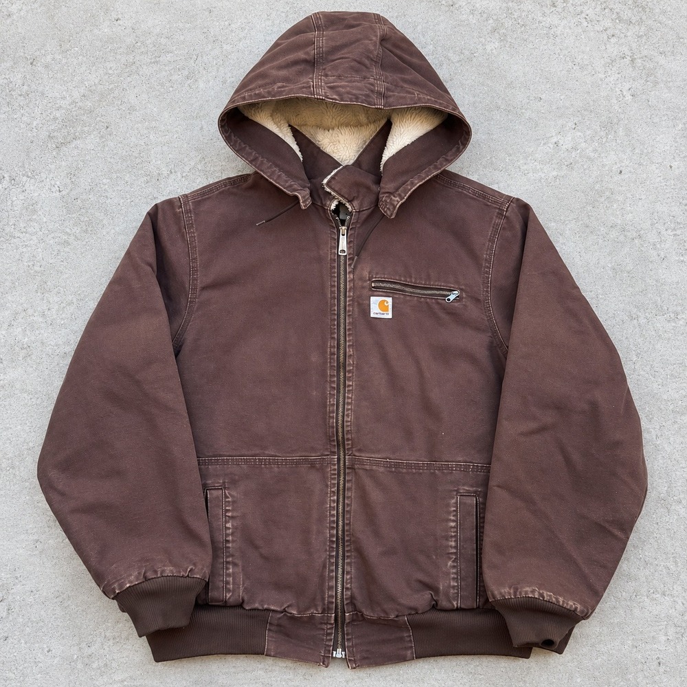 Carhartt XXL Wildwood Dark Brown Sandstone Sierra Sherpa Lined Canvas Jacket